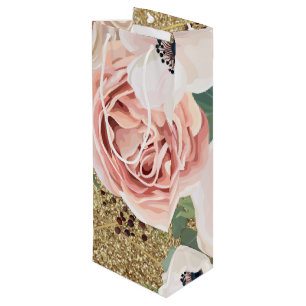 4.75lx4wx13h Wine Gift Bag Geometric Garden Rose