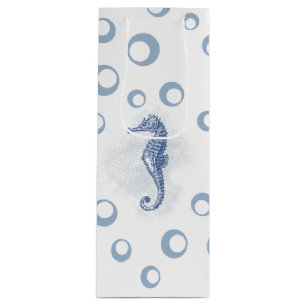 4.75lx4wx13h Wine Gift Bag Seahorse Ocean Beach