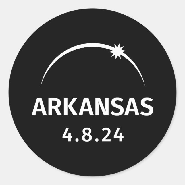4.8.24 Solar Eclipse Arkansas Classic Round Sticker (Front)