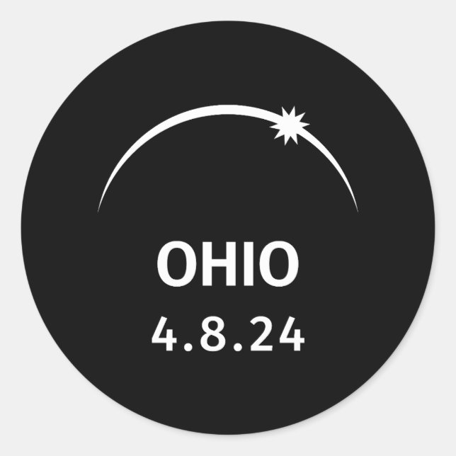 4.8.24 Solar Eclipse Ohio  Classic Round Sticker (Front)