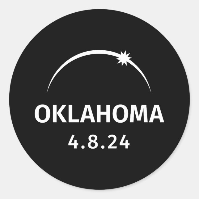 4.8.24 Solar Eclipse Oklahoma  Classic Round Sticker (Front)