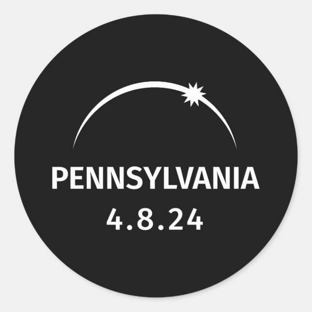 4.8.24 Solar Eclipse Pennsylvania  Classic Round Sticker (Front)