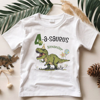 4-a-saurus Cute Dinosaur Name 4th Birthday Party Toddler T-Shirt
