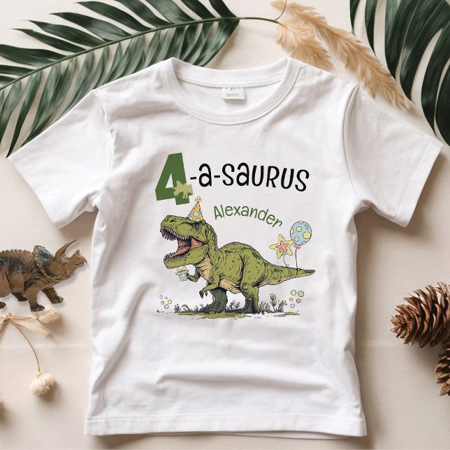 4-a-saurus Cute Dinosaur Name 4th Birthday Party  Toddler T-Shirt (Creator Uploaded)