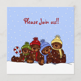 4 bears family christmas party invitation