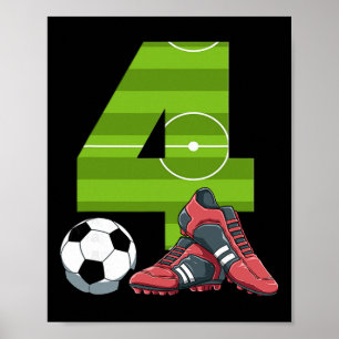 4 Birthday Soccer First Birthday Footll Kids  Poster
