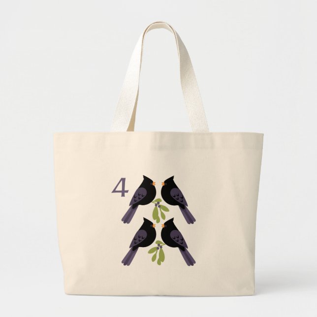4 Calling Birds Large Tote Bag (Front)
