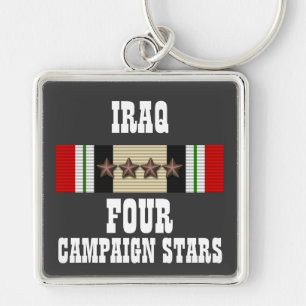 4 CAMPAIGN STARS / IRAQ VETERAN / KEY CHAIN