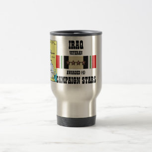 4 CAMPAIGN STARS IRAQ VETERAN TRAVEL MUG