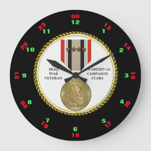 4 CAMPAIGN STARS IRAQ WAR VETERAN LARGE CLOCK