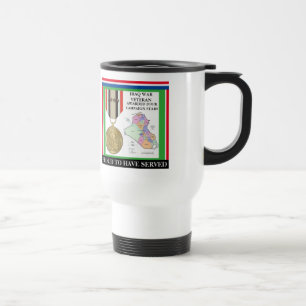 4 CAMPAIGN STARS IRAQ WAR VETERAN TRAVEL MUG
