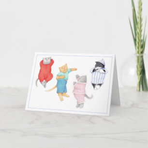 4 CATS IN PAJAMAS Greeting Card