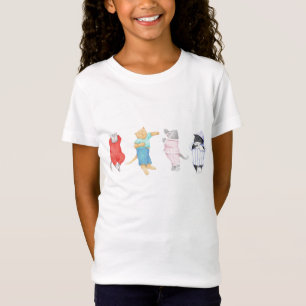 4 Cats in Pyjamas Girls Babydoll T Shirt