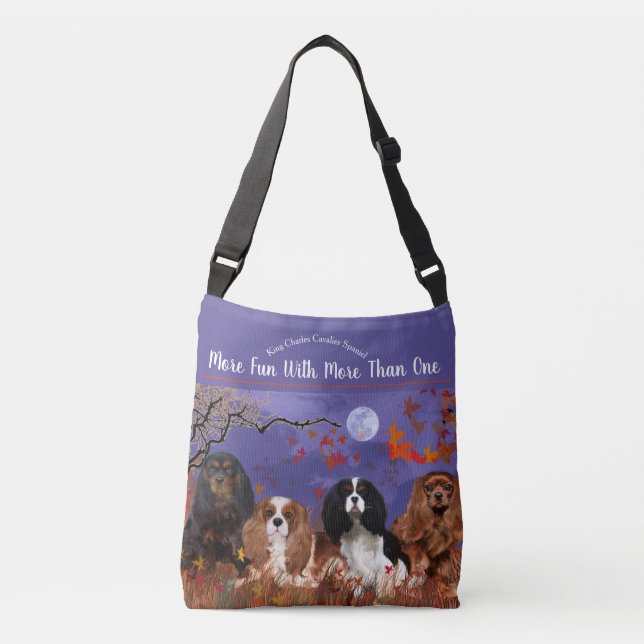 4 Cavalier King Charles with Leaves Tote Bag (Front)