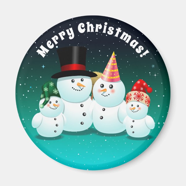 4 Christmas Snowmen Magnet (Front)