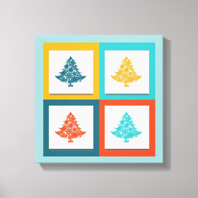 4 Christmas Trees Retro Design Canvas Print (Front)