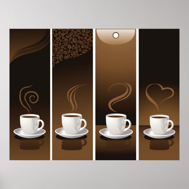 4 Coffee Cups in vector Poster (Front)