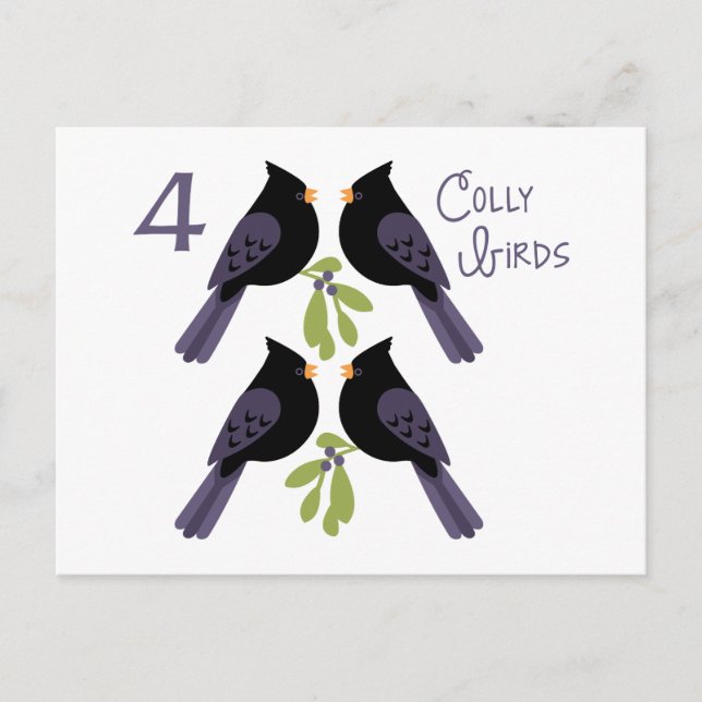 4 Colly Birds Postcard (Front)