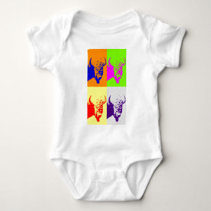 4 Colour Pop Art Buffalo Bison Baby Bodysuit
