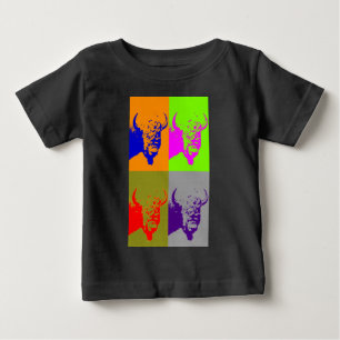 4 Colour Pop Art Buffalo Bison Baby T-Shirt