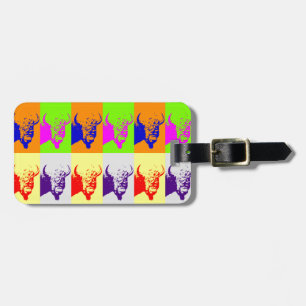 4 Colour Pop Art Buffalo Bison Luggage Tag