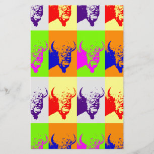 4 Colour Pop Art Buffalo Bison Stationery