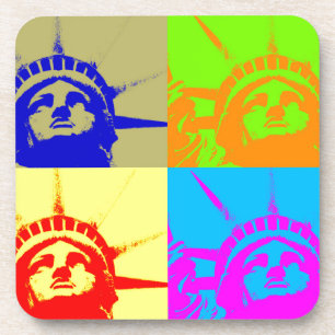 4 Colour Pop Art Lady Liberty Coaster