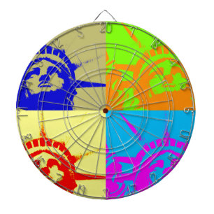 4 Colour Pop Art Lady Liberty Dartboard
