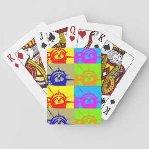 4 Colour Pop Art Lady Liberty Playing Cards