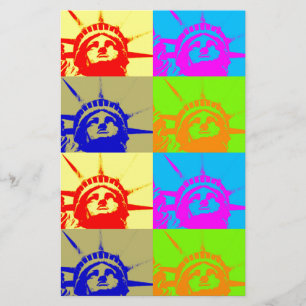 4 Colour Pop Art Lady Liberty Stationery