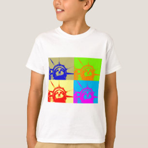 4 Colour Pop Art Lady Liberty T-Shirt