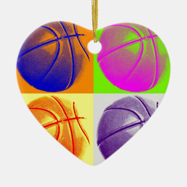 4 Colours Pop Art Basketball Ceramic Tree Decoration (Front)