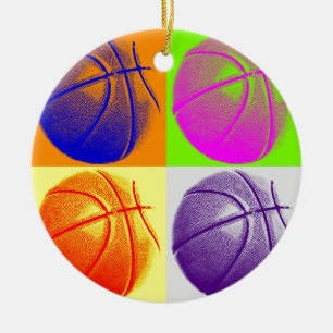 4 Colours Pop Art Basketball Ceramic Tree Decoration
