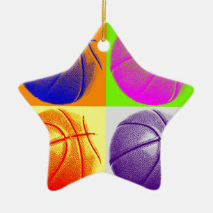 4 Colours Pop Art Basketball Ceramic Tree Decoration
