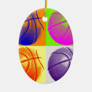 4 Colours Pop Art Basketball Ceramic Tree Decoration