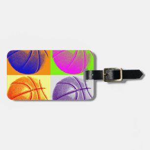 4 Colours Pop Art Basketball Luggage Tag