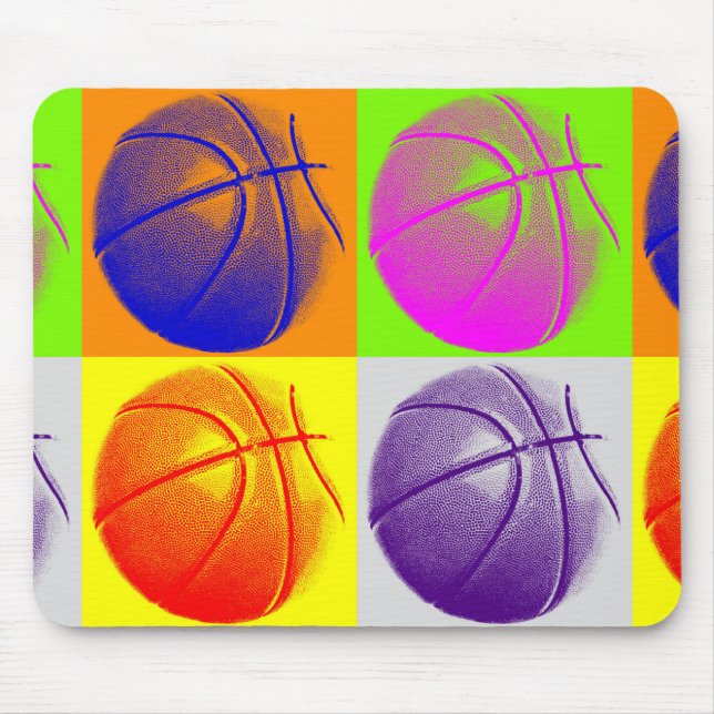 4 Colours Pop Art Basketball Mouse Pad (Front)