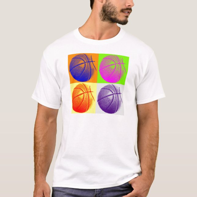 4 Colours Pop Art Basketball T-Shirt (Front)