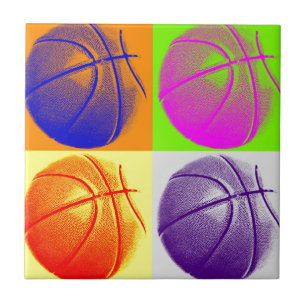 4 Colours Pop Art Basketball Tile
