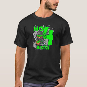 4 Compleanno Ho 4 Anni Ninja Di Quattro Anni Ragla T-Shirt