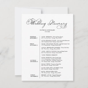 4 Days Wedding Weekend Itinerary Elegant Script Invitation