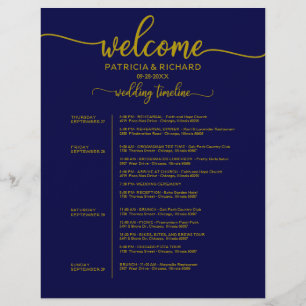 4 Days Wedding Weekend Itinerary Gold Navy Blue