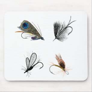 4 Dry Fishing Flies Mouse Pad