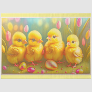 4 Easter Chicken And Flowers Collection Tissue Paper