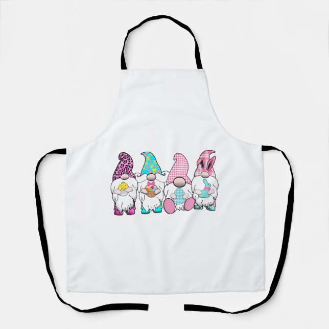 4 Easter Gnomes Pastel Spring Bunny Ears Gingham R Apron (Front)
