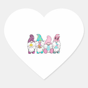 4 Easter Gnomes Pastel Spring Bunny Ears Gingham R Heart Sticker