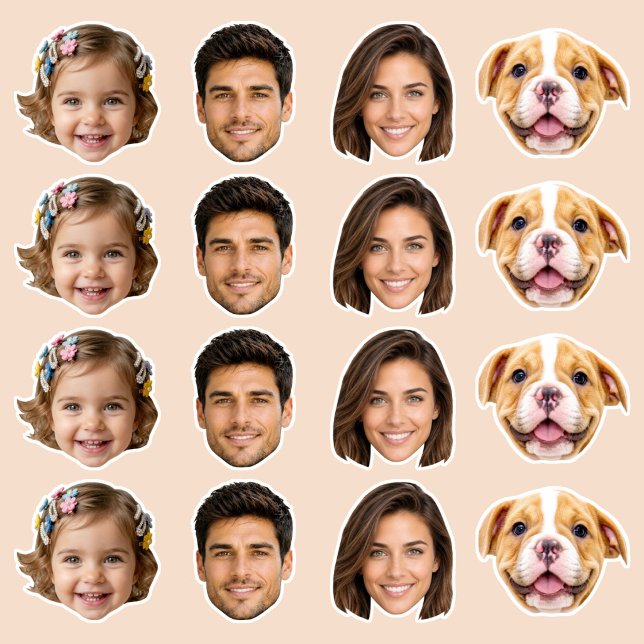 4 Face Photos Custom-Cut Vinyl Sticker (Creator Uploaded)