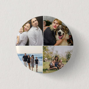 4 Family Photo Collage Custom 3 Cm Round Badge