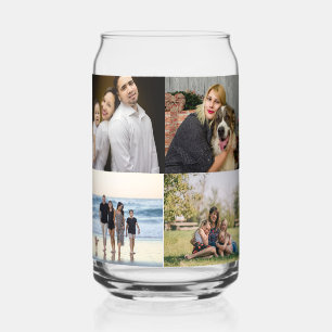  4 Family Photo Collage Custom Can Glass