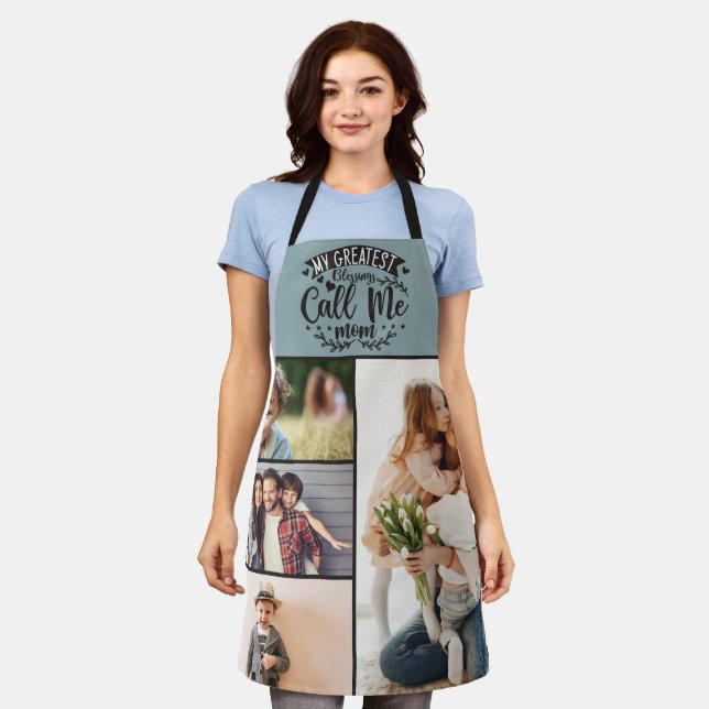 4 family photo collage mum keepsake mothers day apron (Worn)